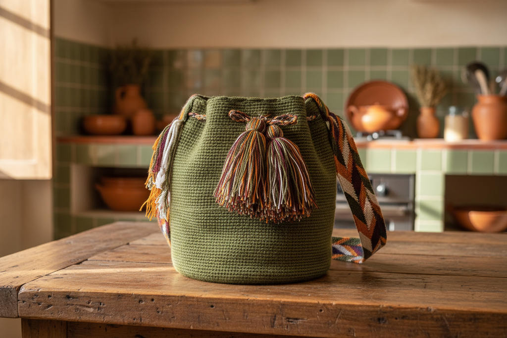 Large Wayuu Bag Monocolour Olive Green – Rustic Kitchen