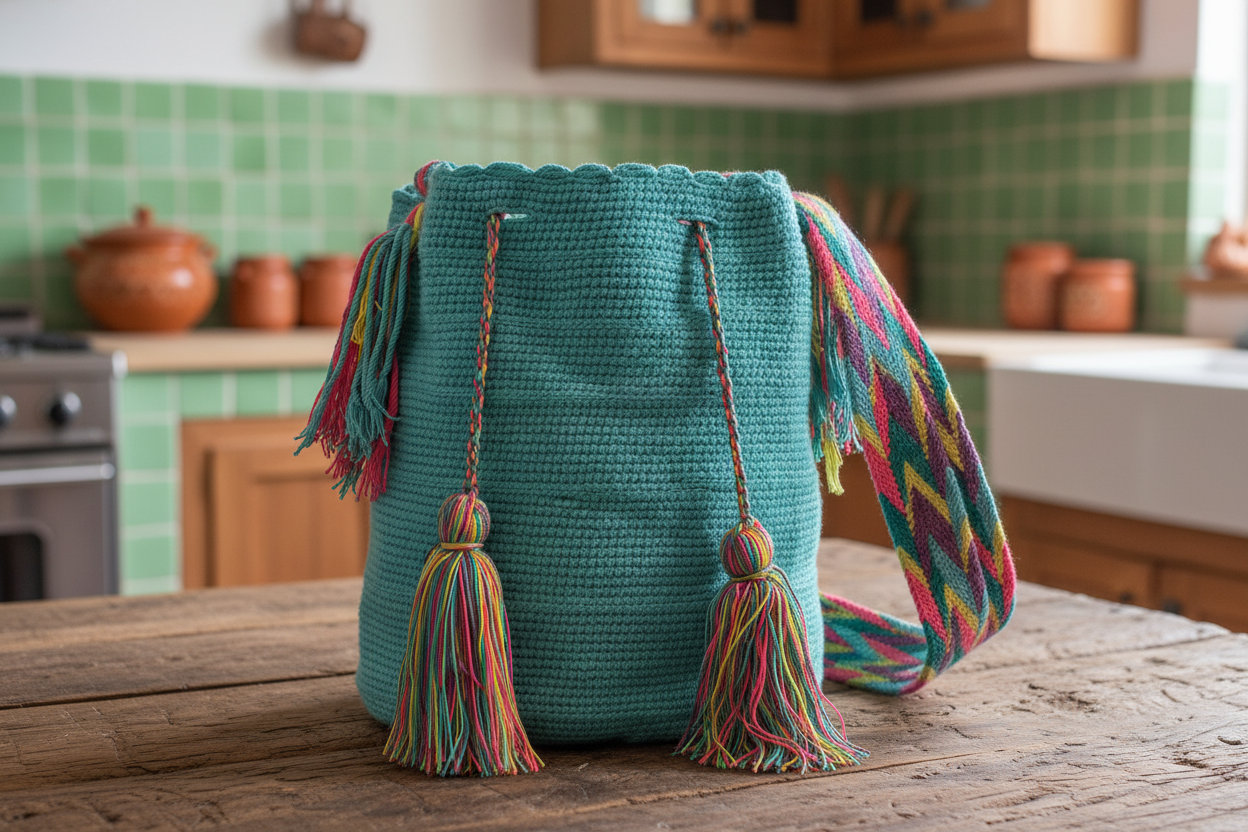 Large Wayuu Bag Turquoise Green – Rustic Kitchen