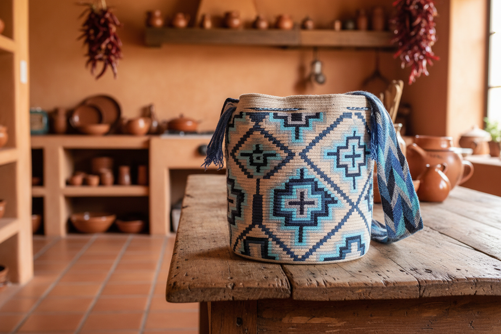 Wayuu Blue White Crossbody – Mexican Kitchen